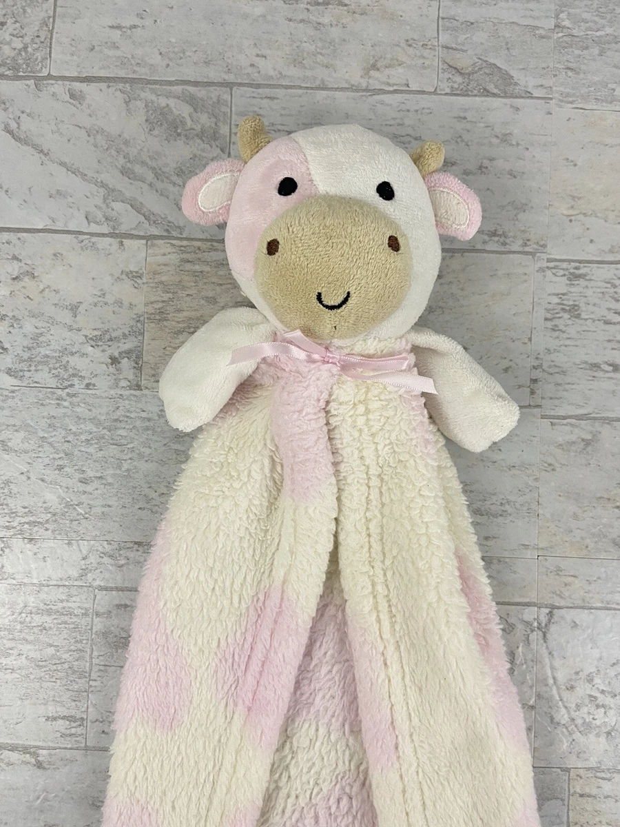 Cutie Pie White Pink Cow Security Blanket Lovey My First Buddy Fleece Girl Baby