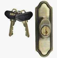 Andersen Gliding Patio Lock + Keys - Whitmore Style - Antique Brass - Left Hand