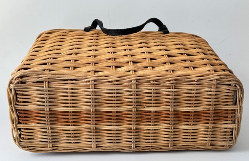 Kate Spade Wicker Basket Nantucket Bag Green Check Lining Vintage - Picture 12 of 13