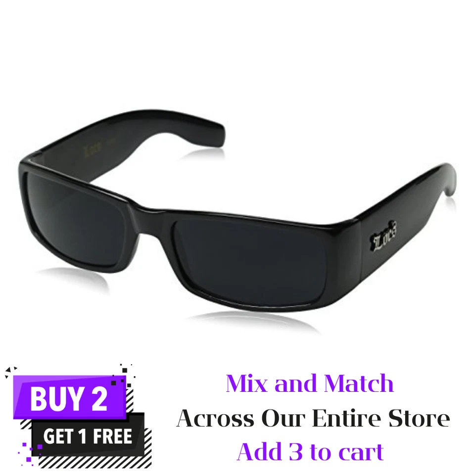 Locs Mad Dog Hardcore Gangster Cholo 矩形 3 类镜片太阳镜 — 第 2/4 张图片