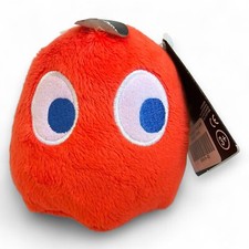 Paladone NAMCO Pac Man Blinky Red Ghost Plush Stuffed Toy Tags WORKING Bandai 4"