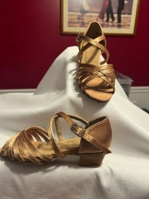 1670G Girls Latin in Brown Satin 1.5'' Heel by Very Fine Dance Shoes (3 sizes)