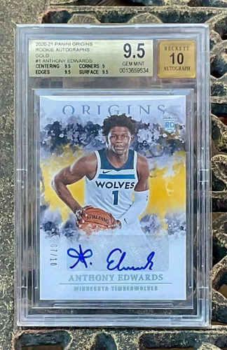 ANTHONY EDWARDS ROOKIE AUTO GOLD #/10 - 2020-21 Origins RC Autographs BGS 9.5/10