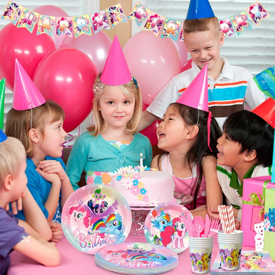 Suministros de fiesta de cumpleaños My Little Pony 144 piezas platos decorativos My Little Pony Foto 4 de 4