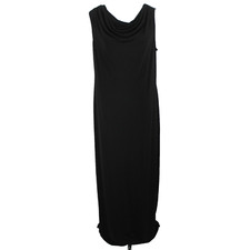 Calvin Klein Maxi Dress Womens Size L Solid Black Sleeveless Cowl Neck Knit