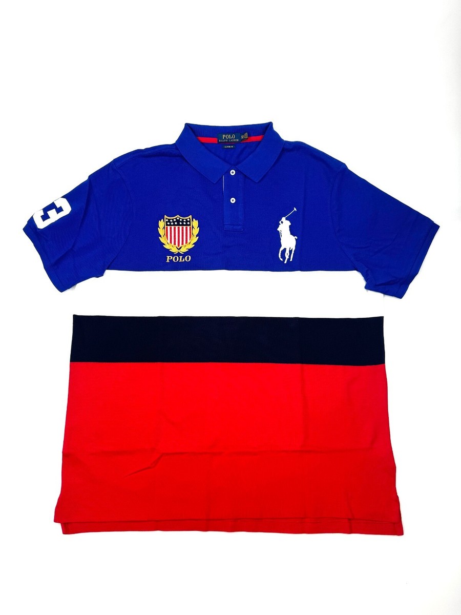 NWT POLO RALPH LAUREN XXL CLASSIC FIT SHIELD RUGBY ROYAL MULTI