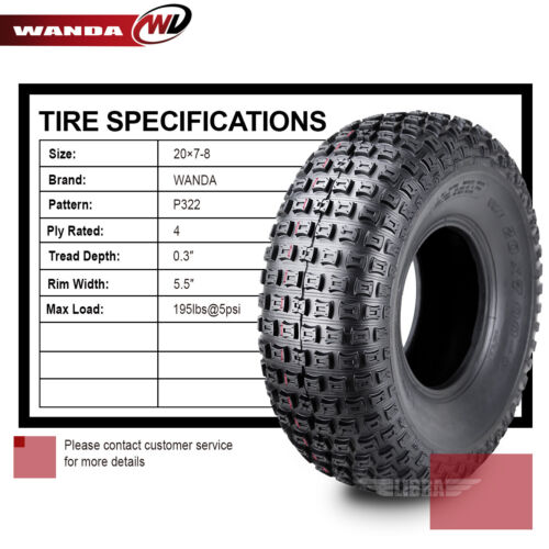 (2) 20x7-8 20x7x8 for 93-17 Honda TRX 90 90X ATV Front Tire Set 4PR - Picture 5 of 8