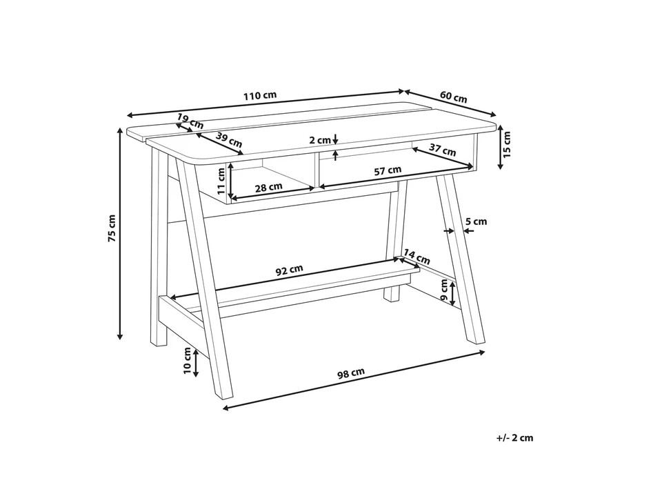 Schreibtisch Bürotisch Computertisch weiß/Holz minimalistisch Jackson - Bild 3 von 4