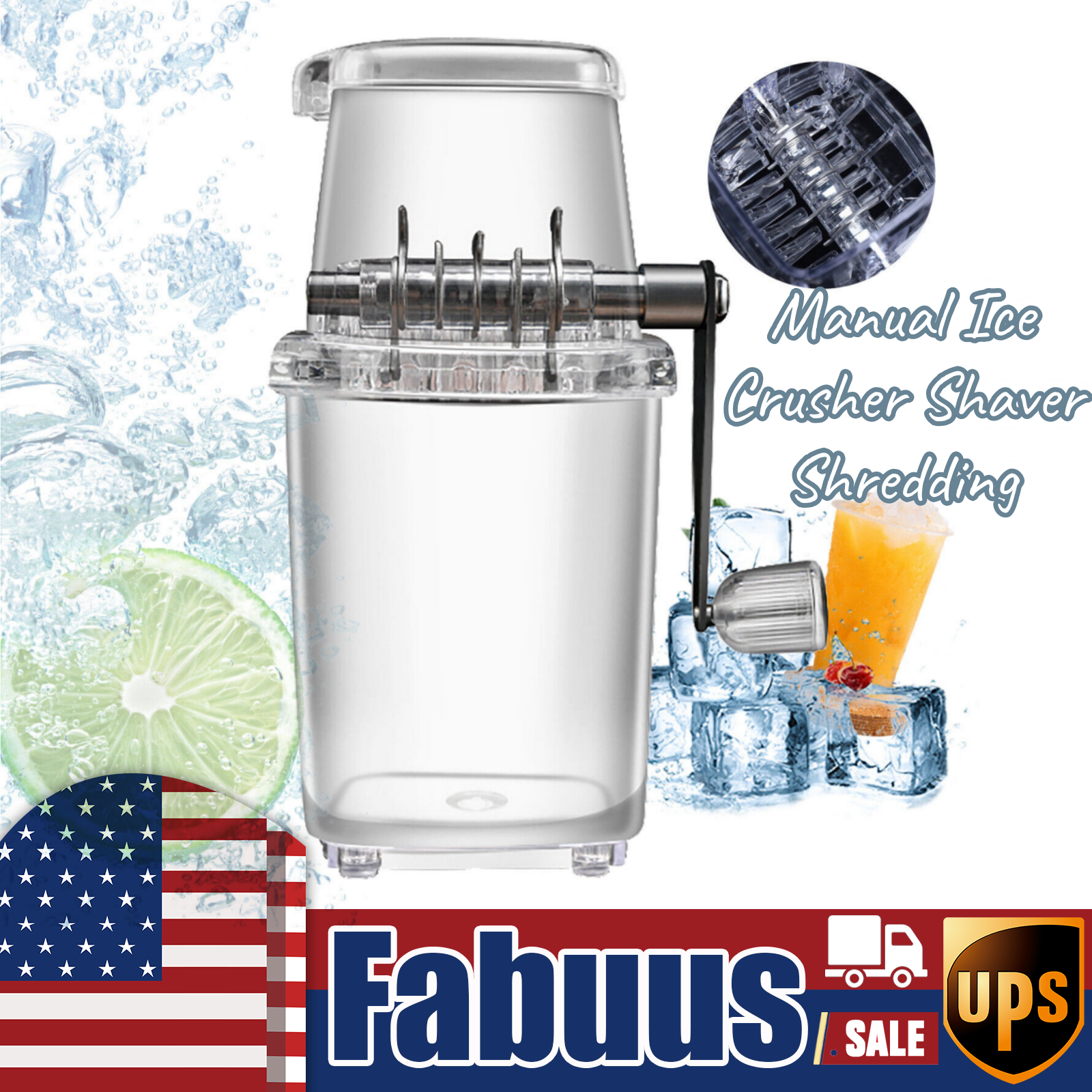 Manual Ice Crusher Shaver Shredding Machine Portable Hand Snow Cone Ice Maker