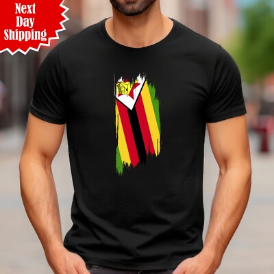 Simbabwe Grunge Flagge Herren T-Shirt bedruckt Zimbabwean Day Fußball Geschenk Tee Top