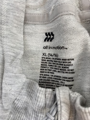All in Motion unisex light gray/white long sleeve hoodie soft size XL (14/16) - Picture 3 of 6