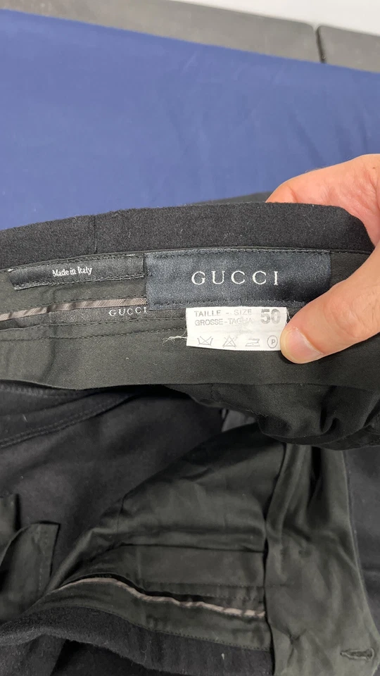 GUCCI WOOL PANTS TROUSERS Black Size 50 - Image 3 of 4