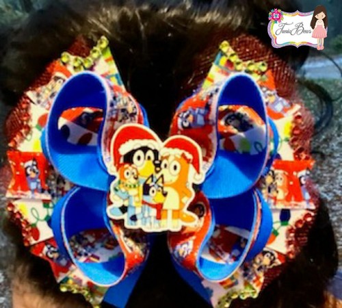 Bluey Christmas Twisted Boutique Haarschleife, Mädchen, Clip, Familie - Bild 6 von 6
