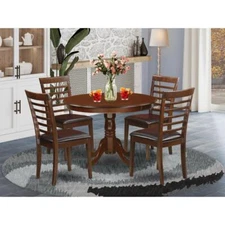 5  Pc  set  with  a  Round  Kitchen  Table  and  4  Leather  Kitchen  Chairs...
