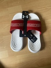 UA Ansa NCAA Collegiate Slides Under Armor Size 13 Wisconsin Men s Shoes