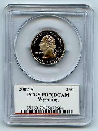 2007 S 25C Clad Wyoming Quarter PCGS PR70DCAM - Picture 2 of 2
