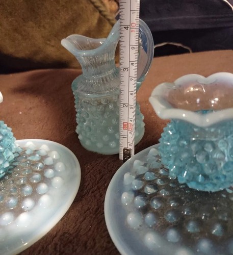 VTG 4 Piece set of Fenton Blue Opalescent Hobnail Glass Collectables - Picture 19 of 21