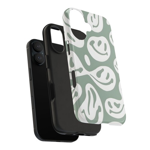Abstract Smiley Faces Green Tough Phone Case | Aesthetic - 第 10/108 張圖片