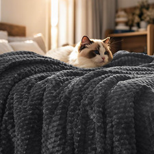 Luxury Ultra Soft King Size Flannel Fleece Blanket - Dark Grey 108"x90