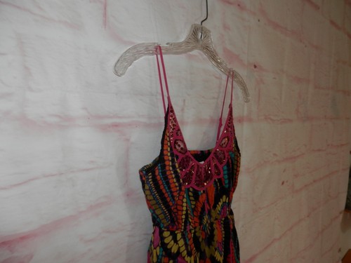 Aryeh Anthro Small Silk Blend 70's Inspired Geometric Empire Waist Dress 4714 - Picture 4 of 15