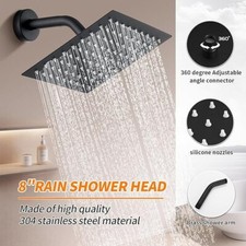 Wall Mounted Shower Faucet Set Black Rain Shower Head Combo with Mixer Valve Kit