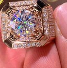 3Ct Round REAL Moissanite Men's Halo Engagement Wedding Ring 925 Sterling Silver — photo 2