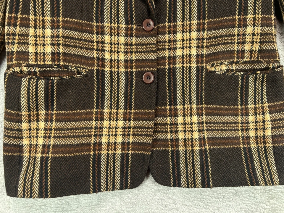 Blazer de tweed Worthington vintage para mujer 12 chaqueta de mezcla de lana a cuadros marrón tweed Foto 4 de 4