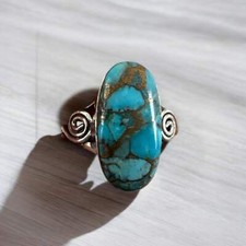 Kingman Turquoise Solid 925 Sterling Silver Ring 8