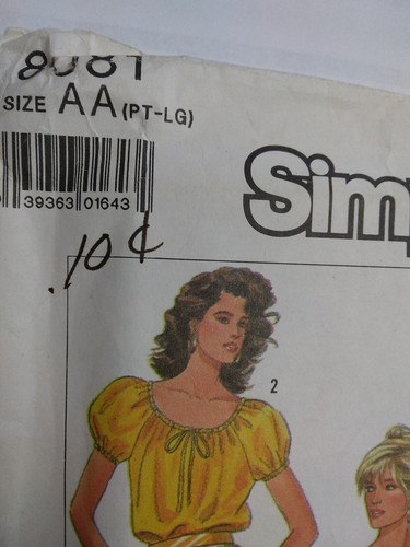 Tops Boho Peasant Flounce S M L Simplicity 8081 Sewing Pattern VTG Off Shoulder - Picture 3 of 6