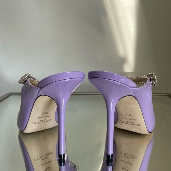 New JIMMY CHOO Bing 100 Lilac crystal-embellished patent New JIMMY CHOO Bing 100 Lilac crystal-embellished patent