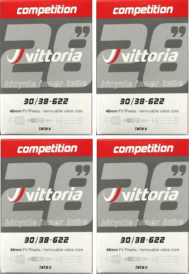 Vittoria latex tubes 700 x 30/38 48mm (RVC) stem 4 tubes per order