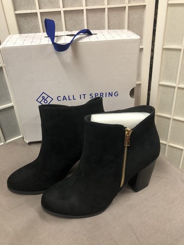Call It Spring, Woman’s,Bootie, Black, New With Box, Zipper,Round Toe, Size 10.: - Picture 3 of 12