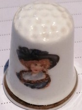 Beautiful Vintage Old Collectable Fine Bone China Thimble Historical Character