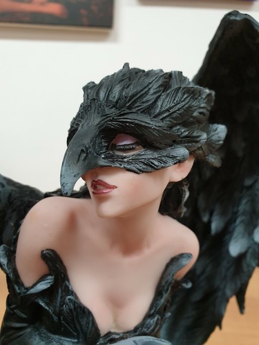 ANGELO ANGEL FAIRY FEES ELFEN FATA CON CORVO RAVEN SU TESCHIO NO LES ALPES - Picture 10 of 11