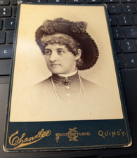 1880 Cabinet Card-Chandlee/Scott Studio-Quincy Ill-Woman w her favorite Hat