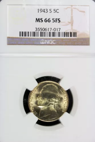 1943 - S NGC MS66 5FS Jefferson Nickel!!  #B16438