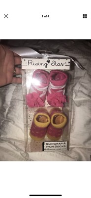 Rising Star 2 Baby Bootie Socks Girls Pink Sz 0-12 Months New