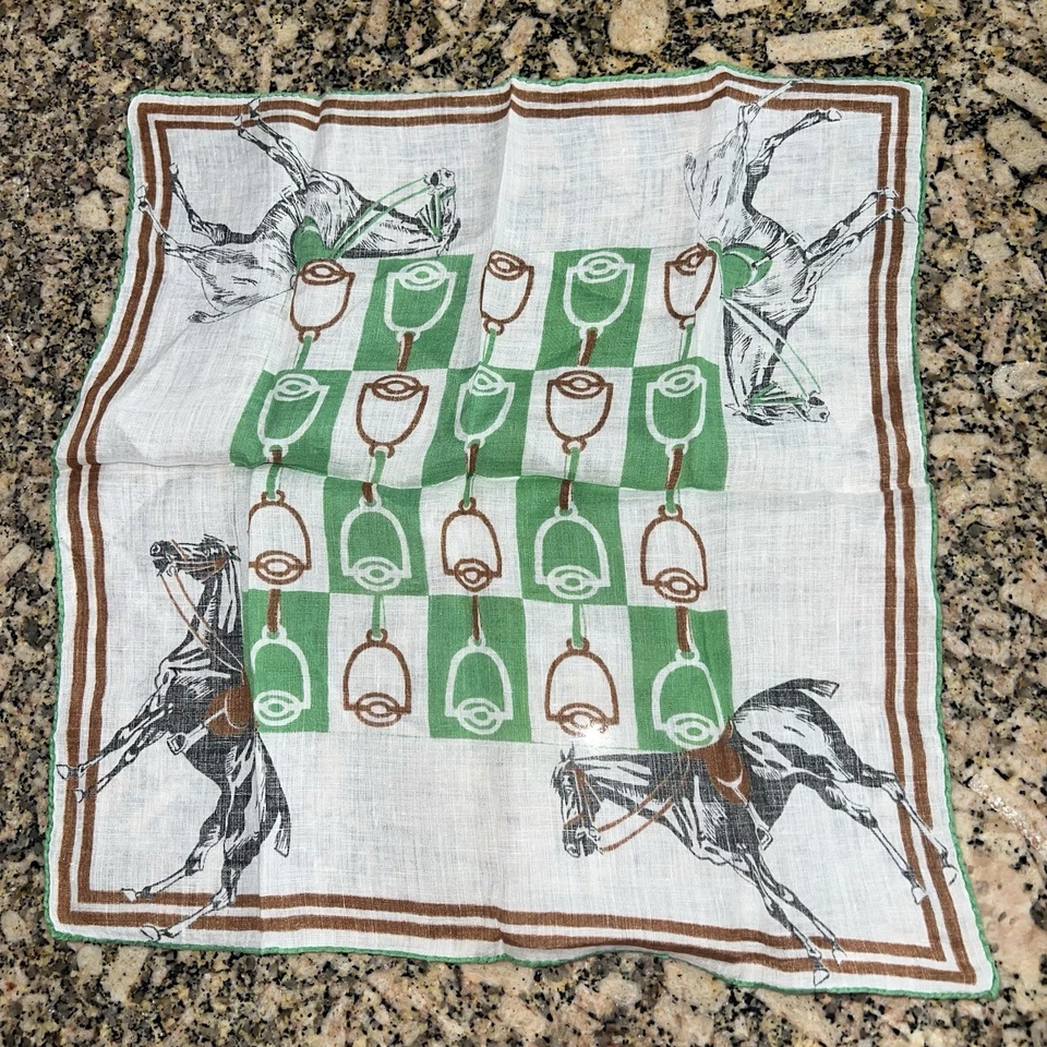 Burmel 马术 马 爱尔兰 亚麻 批量 4 件 复古 手帕 — 第 3/4 张图片