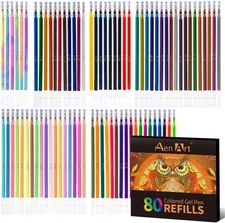 Aen Art Gel Pens Refills for Adult Coloring 80 Count (Pack of 1), 80 Color 