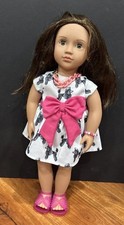 OG Our generation Doll Dark Brown Hair Green Eyes 18  See Description
