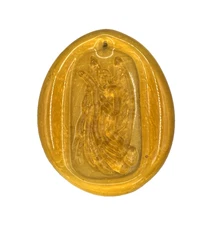 Art Glass Molded Medallion Suncatchers Yellow Amber Angel