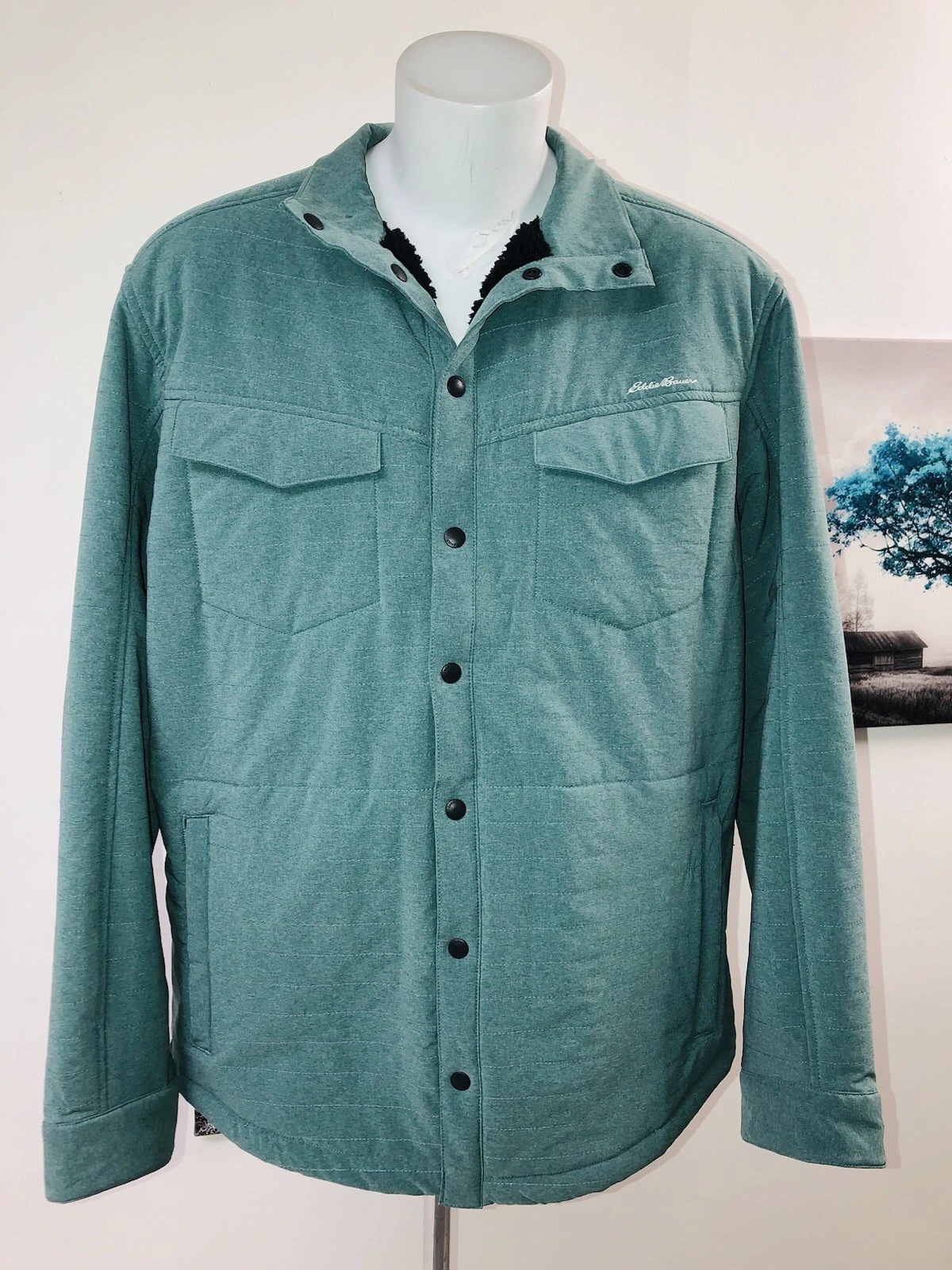 Eddie Bauer Warm Fuzzy Lined Men’s Button Up Jacket Size Xl New Without Tags