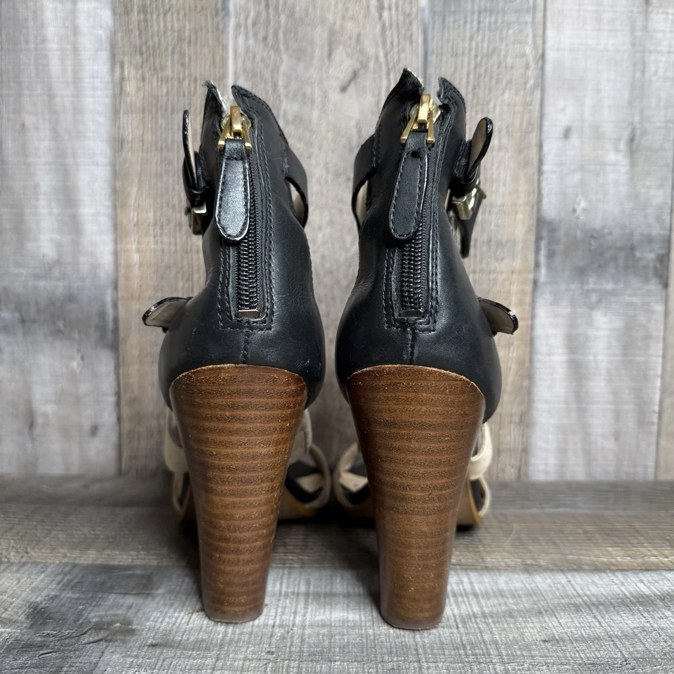 Womens Guess Boden Ivory Snakeskin Print Leather Open Toe Heels Sandals Size 8.5 - Image 4 of 4