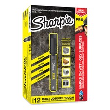Sharpie PRO Permanent Markers, Fine Point, Black Ink, Pack Of 12 Markers