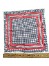 Vintage Square Scarf Lightweight White Print Retro Windowpane Neck Wrap