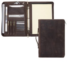 Leather 3 Ring Portfolio for 8.5 x 14" Pad and 15" Laptop with Hidden Handl...