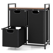 Freestanding Laundry Hamper Basket Organizer w/ 3 Pull-Out Removable Bags