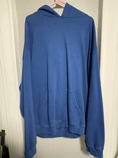 Vintage Style Blank Hoodie Blue Size XXL/2XL Velour Garments