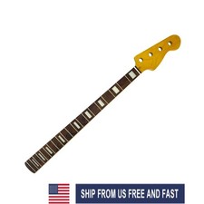 20 Fret 34inch Bass Guitar Neck Maple Rosewood Fretboard Block Yellow Gloss