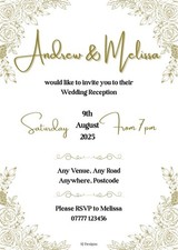Affordable Wedding Stationery-Wedding Reception Invitations-Black Or Gold Roses